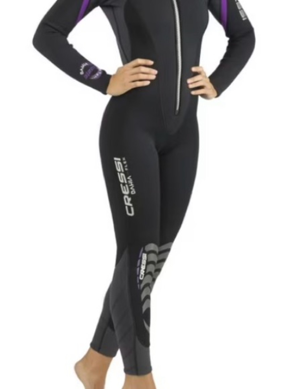 Women's Black & Purple Full Wetsuit - Front Zip